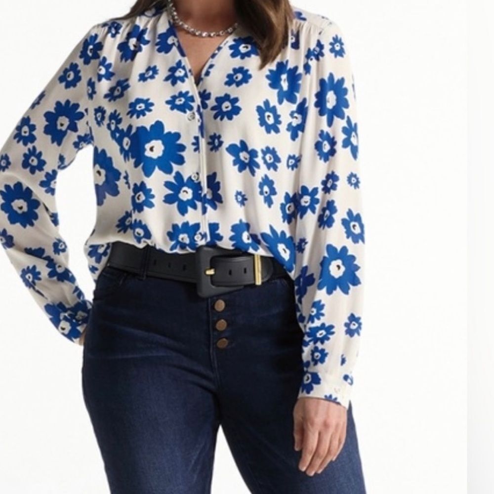 Cabi Florist Blouse Fall 2022 Blue Lagoon Collection Style 4334